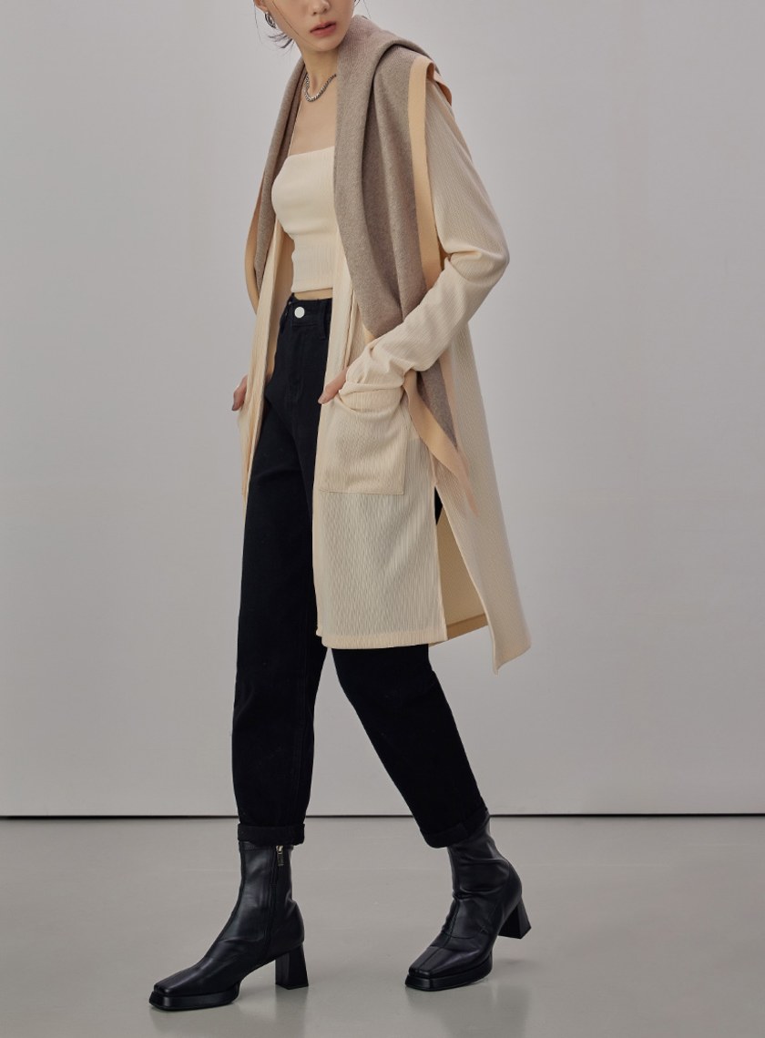 舒適坑條長版外套